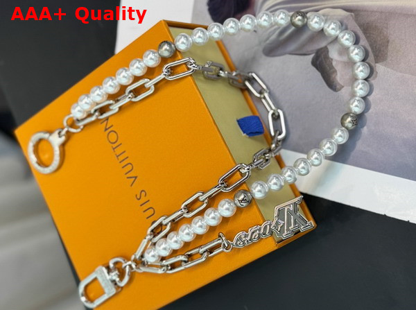 Louis Vuitton Pearls Chain Belt and Bag Charm Silver Color M02606 Replica