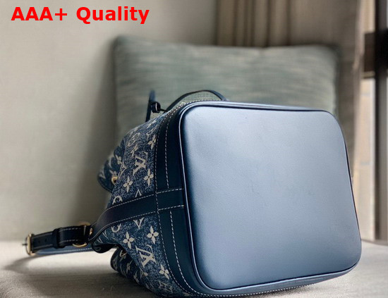 Louis Vuitton Petit Noe Bucket Bag in Navy Blue Denim Jacquard Textile M59606 Replica