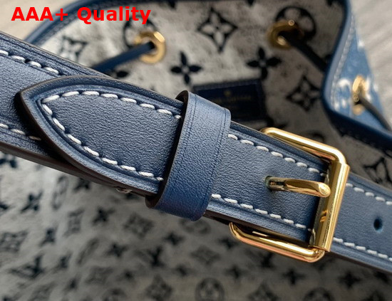 Louis Vuitton Petit Noe Bucket Bag in Navy Blue Denim Jacquard Textile M59606 Replica