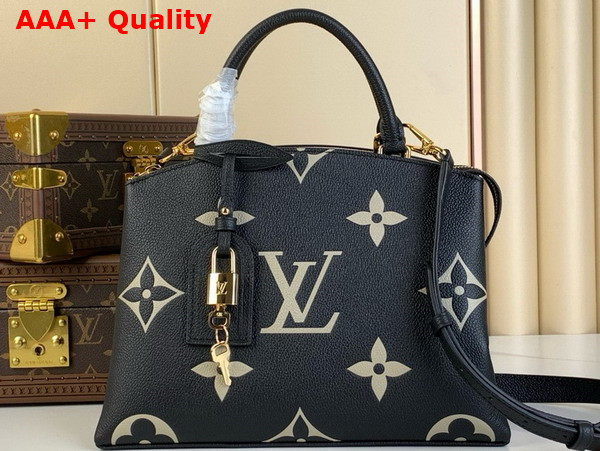 Louis Vuitton Petit Palais Black and Beige Bicolor Monogram Empreinte Leather M58913 Replica