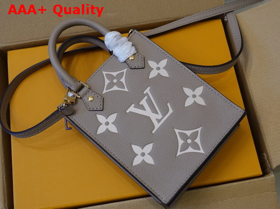 Louis Vuitton Petit Sac Plat Bicolor Monogram Empreinte Leather Galet Gray Beige Replica