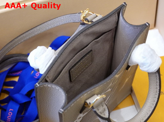 Louis Vuitton Petit Sac Plat Bicolor Monogram Empreinte Leather Galet Gray Beige Replica