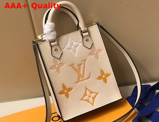 Louis Vuitton Petit Sac Plat Cream Saffron Monogram Empreinte Embossed Supple Grained Cowhide Leather M80449 Replica