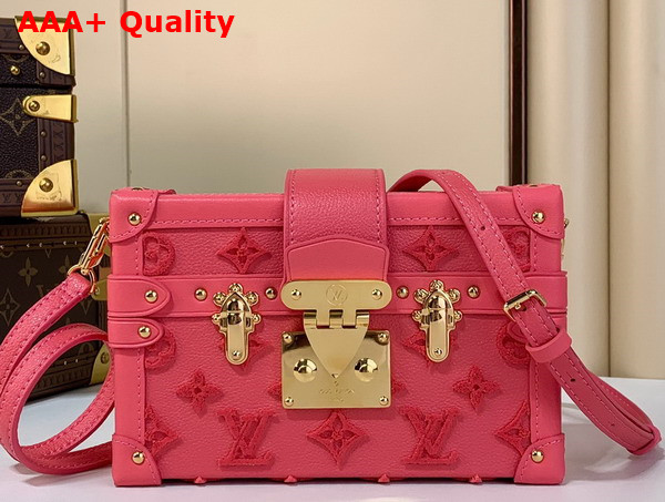 Louis Vuitton Petite Malle Handbag Fluo Pink Tufted Grained Calfskin Leather M20745 Replica