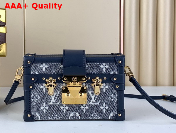 Louis Vuitton Petite Malle Handbag in Blue Monoglam Coated Canvas Replica