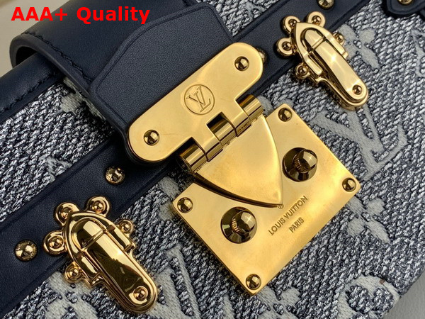 Louis Vuitton Petite Malle Handbag in Blue Monoglam Coated Canvas Replica