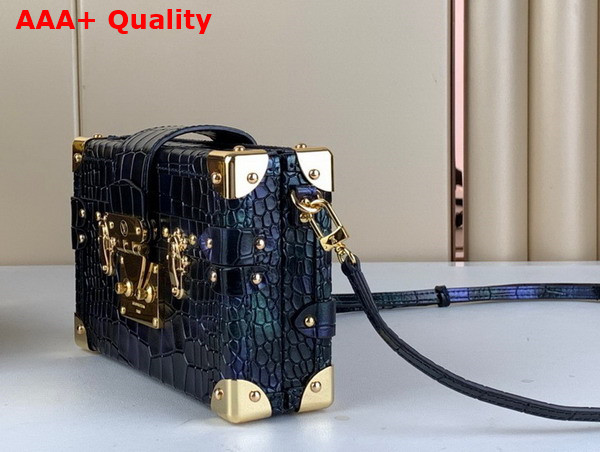 Louis Vuitton Petite Malle Handbag in Cosmic Blue Brilliant Alligator Leather N81604 Replica
