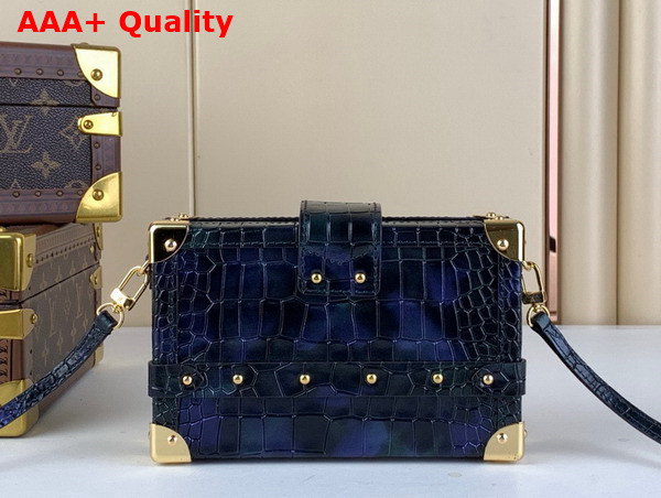 Louis Vuitton Petite Malle Handbag in Cosmic Blue Brilliant Alligator Leather N81604 Replica