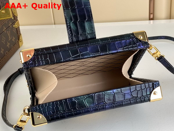 Louis Vuitton Petite Malle Handbag in Cosmic Blue Brilliant Alligator Leather N81604 Replica