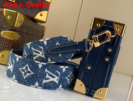 Louis Vuitton Petite Malle Handbag in Navy Blue Monogram Jacquard Denim Replica