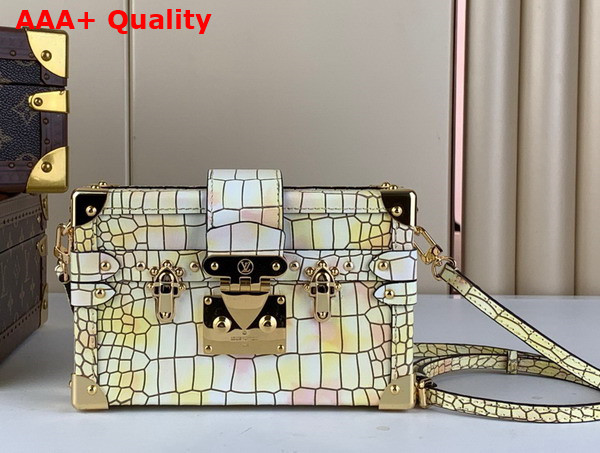 Louis Vuitton Petite Malle Handbag in Yellow Brilliant Alligator Leather Replica