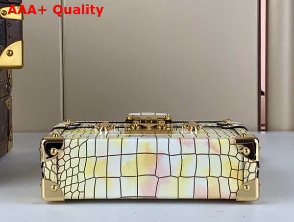 Louis Vuitton Petite Malle Handbag in Yellow Brilliant Alligator Leather Replica