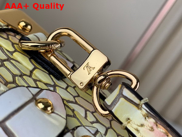 Louis Vuitton Petite Malle Handbag in Yellow Brilliant Alligator Leather Replica