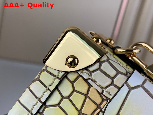 Louis Vuitton Petite Malle Handbag in Yellow Brilliant Alligator Leather Replica