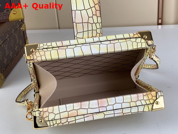 Louis Vuitton Petite Malle Handbag in Yellow Brilliant Alligator Leather Replica