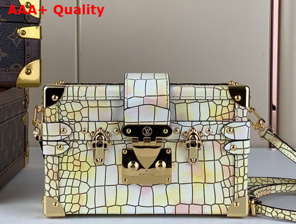 Louis Vuitton Petite Malle Handbag in Yellow Brilliant Alligator Leather Replica