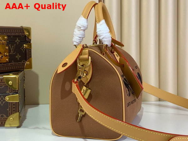 Louis Vuitton Pharrel and Nigo Speedy 25 Handbag in Brown Embroidered Canvas Replica