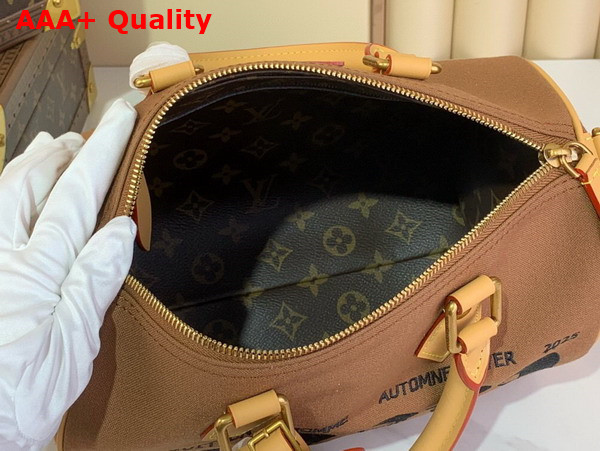 Louis Vuitton Pharrel and Nigo Speedy 25 Handbag in Brown Embroidered Canvas Replica