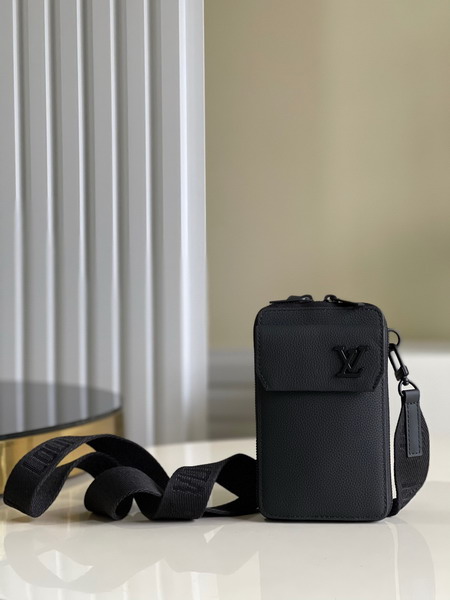 Louis Vuitton Phone Pouch in Black Grained Calf Leather M57089 Replica