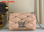 Louis Vuitton Pico Go 14 Bag in Beige Quilted Lambskin in the Distinctive Malletage Pattern Replica