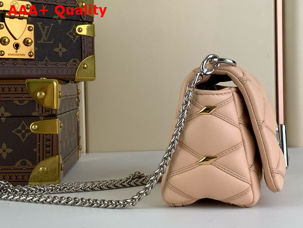 Louis Vuitton Pico Go 14 Bag in Beige Quilted Lambskin in the Distinctive Malletage Pattern Replica
