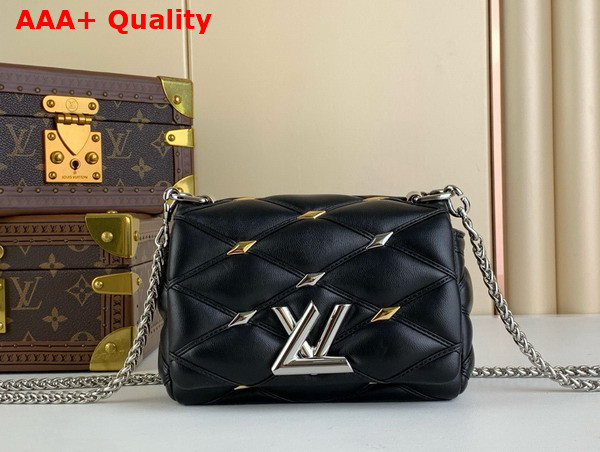 Louis Vuitton Pico Go 14 Bag in Black Quilted Lambskin in the Distinctive Malletage Pattern M24246 Replica