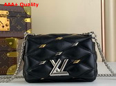 Louis Vuitton Pico Go 14 Bag in Black Quilted Lambskin in the Distinctive Malletage Pattern M24246 Replica