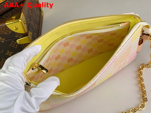 Louis Vuitton Pochette Accessoires Peach Pink Damier Coated Canvas N40642 Replica