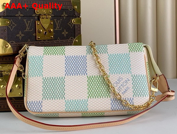 Louis Vuitton Pochette Accessoires Pistachio Green Damier Coated Canvas Replica