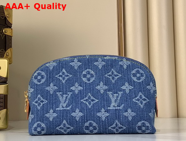Louis Vuitton Pochette Cosmetique PM Blue Monogram Denim Replica