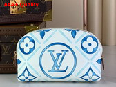 Louis Vuitton Pochette Cosmetique PM Lagoon Blue Monogram Tiles Coated Canvas Replica