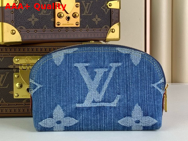 Louis Vuitton Pochette Cosmetique PM Pouch in Denim Blue Monogram Denim M24316 Replica