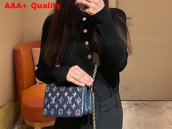 Louis Vuitton Pochette Coussin Black Puffy Lambskin with Multicolor Monogram Motif Replica