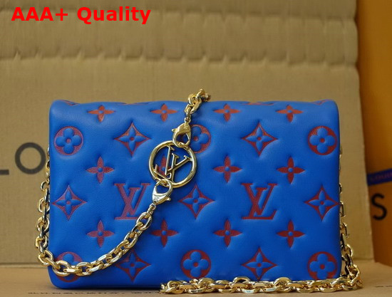 Louis Vuitton Pochette Coussin Blue Red Monogram Embossed Lambskin M80743 Replica