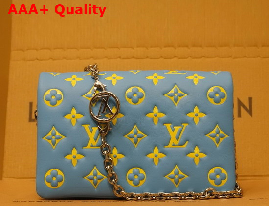 Louis Vuitton Pochette Coussin Mint Green Yellow Monogram Embossed Lambskin M80744 Replica