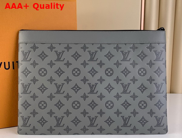 Louis Vuitton Pochette Discovery Anthracite Gray Monogram Shadow Calf Leather M81385 Replica