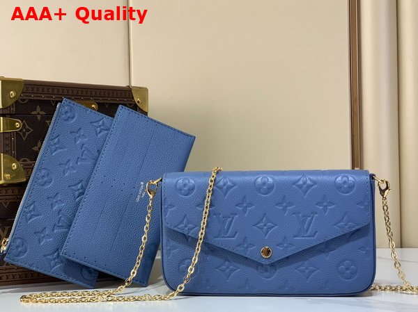 Louis Vuitton Pochette Felicie Blue Jean Monogram Empreinte Leather M28891 Replica