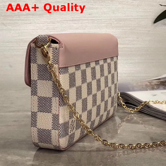 Louis Vuitton Pochette Felicie Handbag Damier Azur Coated Canvas and Cowhide Leather Rosewater Pink N60235 Replica