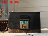 Louis Vuitton Pochette LV Thelma Black Grained Calfskin Leather and Monogram Canvas M44916 Replica