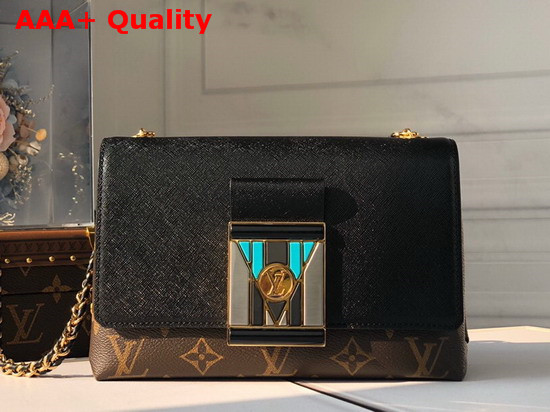 Louis Vuitton Pochette LV Thelma Black Grained Calfskin Leather and Monogram Canvas M44916 Replica