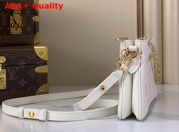 Louis Vuitton Pochette Liv Milky White Peach Monogram Empreinte Leather M27741 Replica