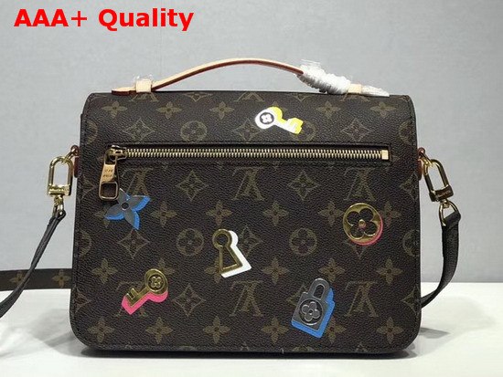Louis Vuitton Pochette Metis Decorated with Fused Metallic Foil Locks Keys and Blossoms M44366 Monogram Canvas Replica