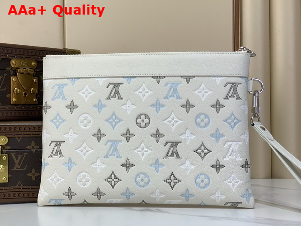 Louis Vuitton Pochette To Go Ecru White Monogram Shadow Calfskin Leather Replica