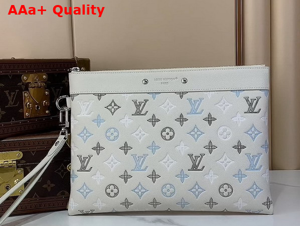 Louis Vuitton Pochette To Go Ecru White Monogram Shadow Calfskin Leather Replica
