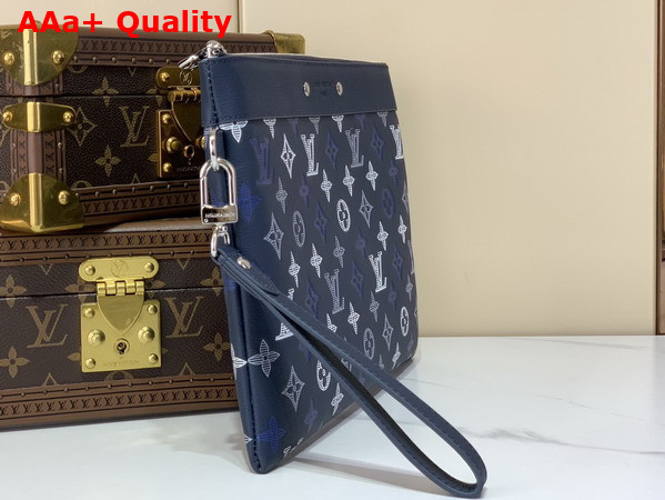Louis Vuitton Pochette To Go Navy Blue Monogram Shadow Calfskin Leather M28913 Replica