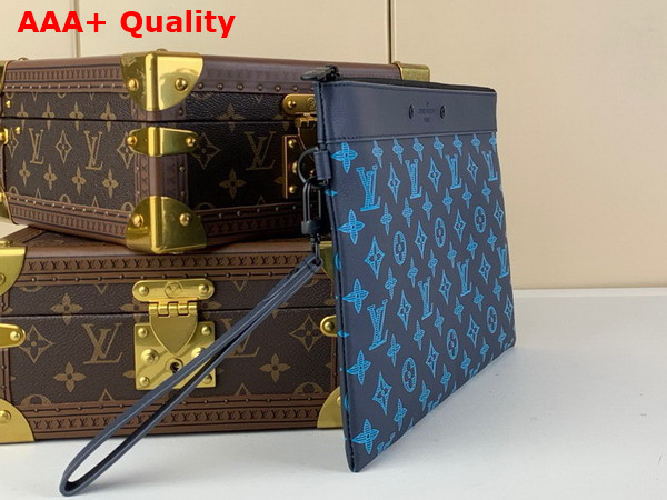 Louis Vuitton Pochette To Go Pouch in Navy River Blue Monogram Embossed Calf Leather M82321 Replica