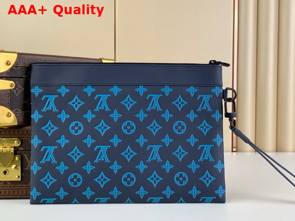 Louis Vuitton Pochette To Go Pouch in Navy River Blue Monogram Embossed Calf Leather M82321 Replica