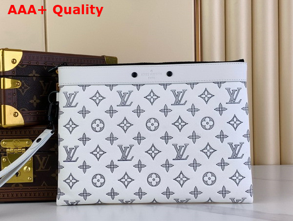 Louis Vuitton Pochette To Go White Monogram Shadow Calfskin Leather Replica