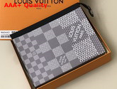 Louis Vuitton Pochette Voyage Antarctica Silver Damier Graphite 3D Coated Canvas N60443 Replica