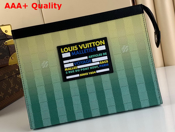 Louis Vuitton Pochette Voyage Gradient Green Damier Stripes Coated Canvas M81317 Replica